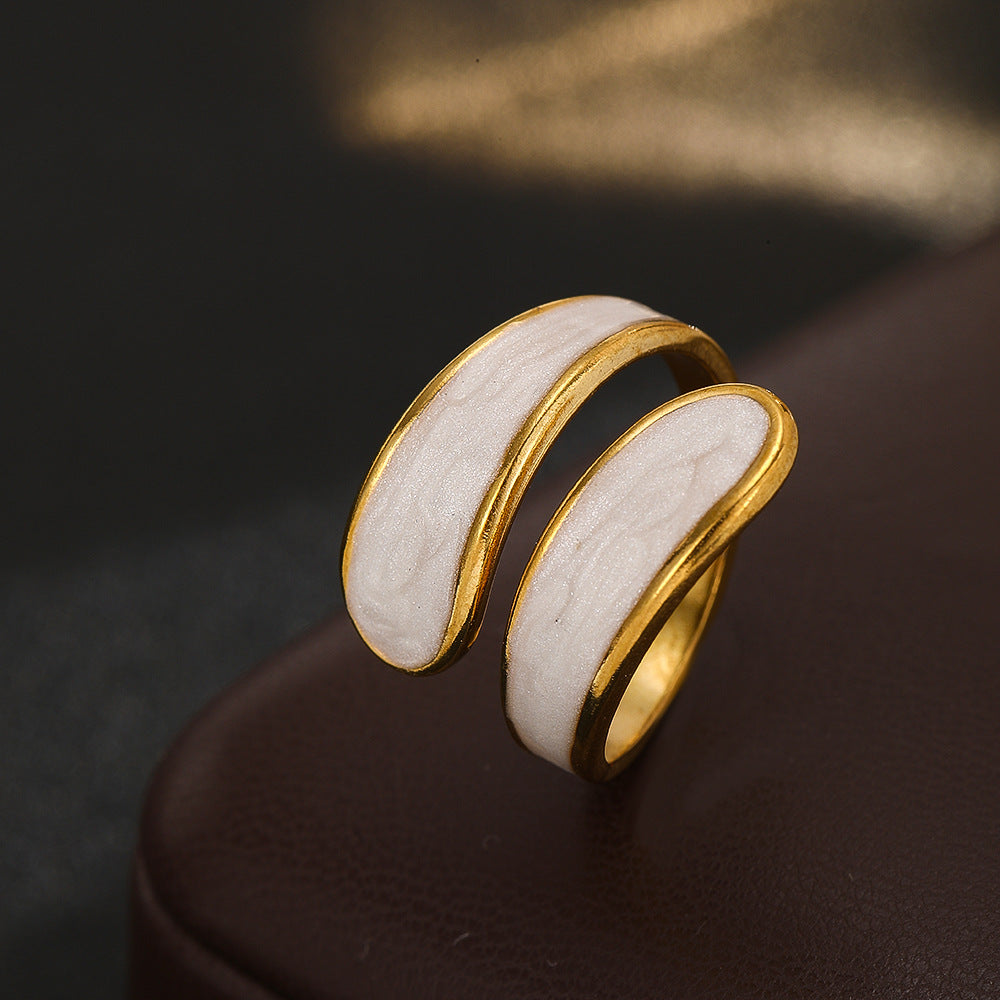 Wholesale Retro Round Spliced Open Ring White Copper Zircon Trendy Fashion Jewelry Accessory For Everyday