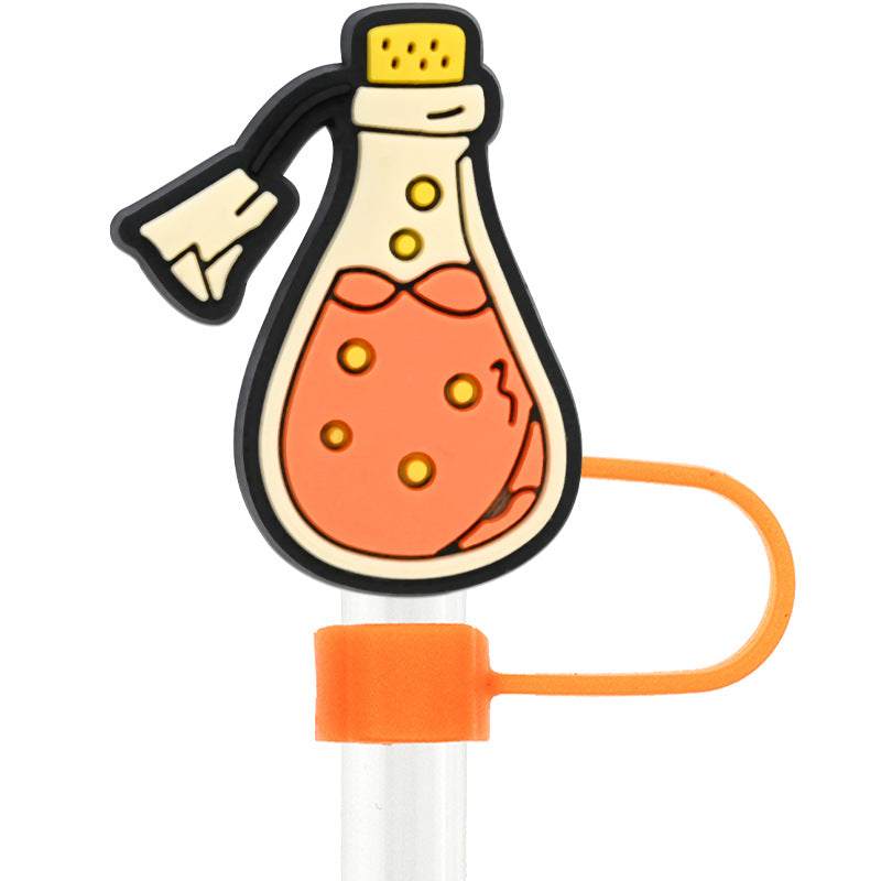 Wholesale Random 100pcs Halloween 10mm PVC Soft Straw Tube Cap ACC-SCR-RYY072