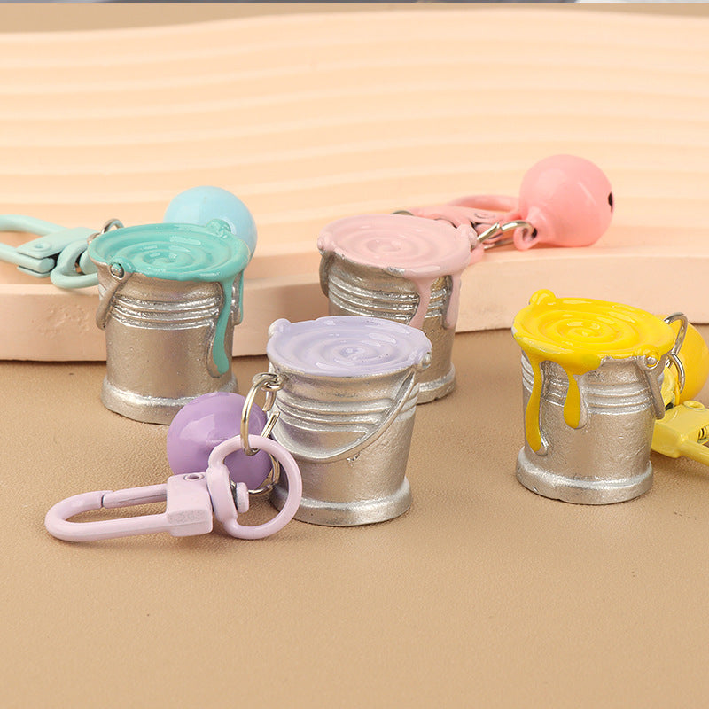 Wholesale cartoon three-dimensional paint bucket keychain