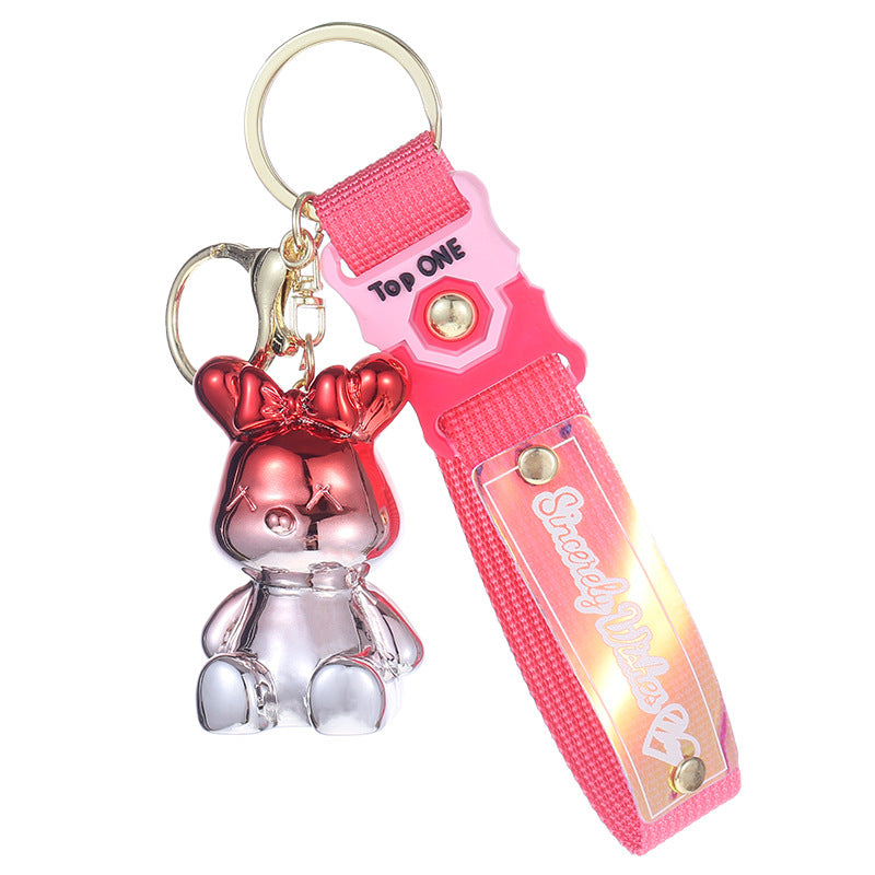 Wholesale Cartoon Electroplated Gradient Bow Tie Rabbit Resin Keychain ACC-KC-ShuoT018