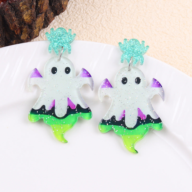 Wholesale  contrasting color cartoon ghost acrylic earrings