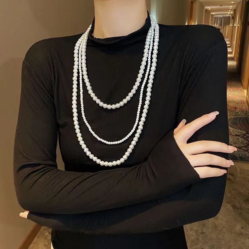 Wholesale Multi-layer Glass Pearl Long Necklace
