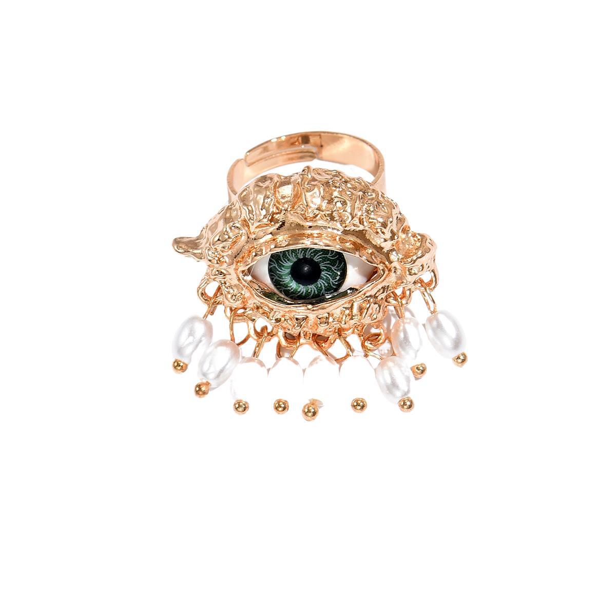 Wholesale Imitation Pearl Evil Eye Ring Boutique Resale Gift