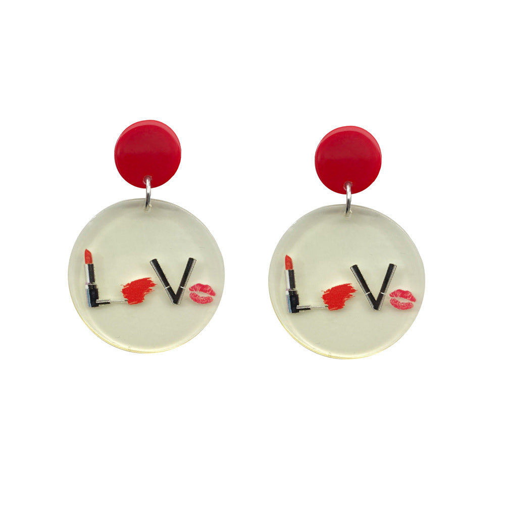 Wholesale Valentine's Day Round Acrylic Large Earrings