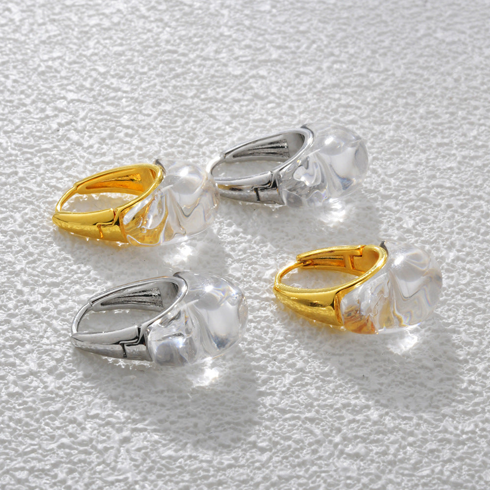Wholesale  Asymmetrical Texture, Transparent Resin Elegant Earrings