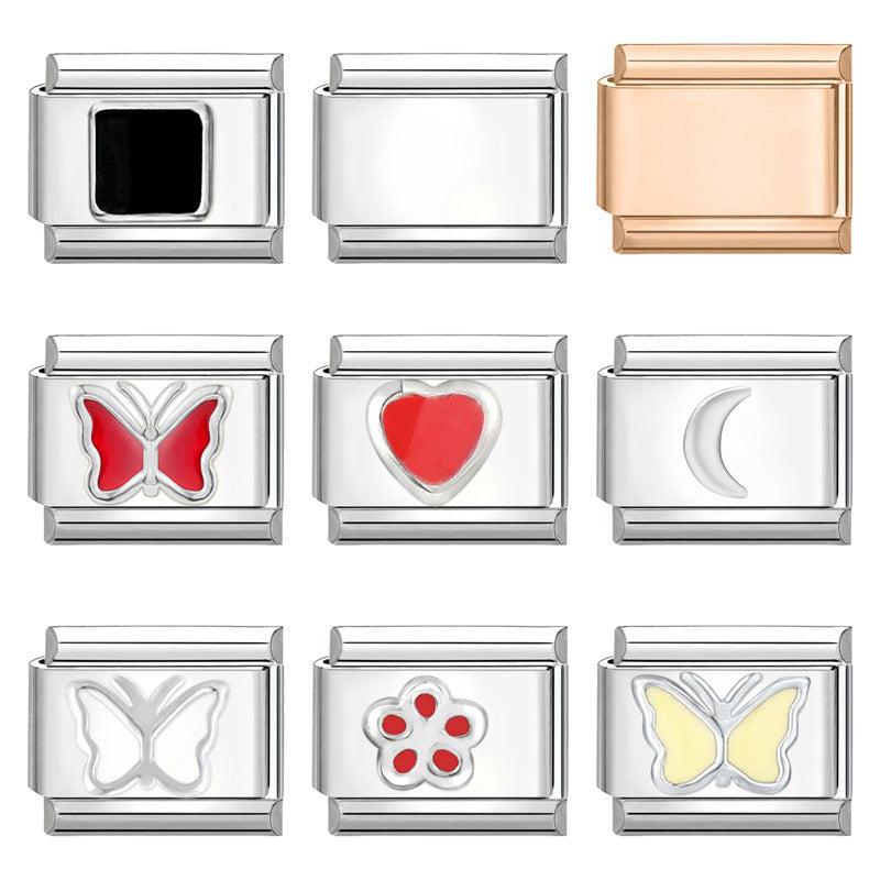 Wholesale Italian Charm Bracelet 9mm DIY Splicing Creative Pattern Titanium Steel Composable Bracelet