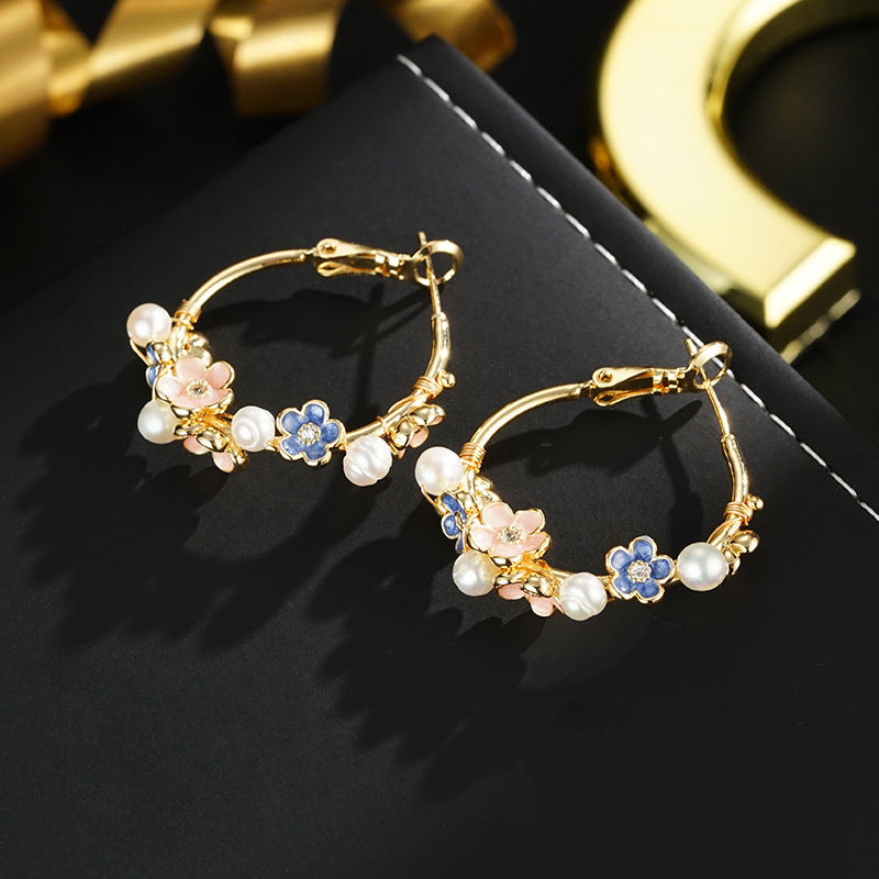 Wholesale Fashion Flower Pearl Earrings