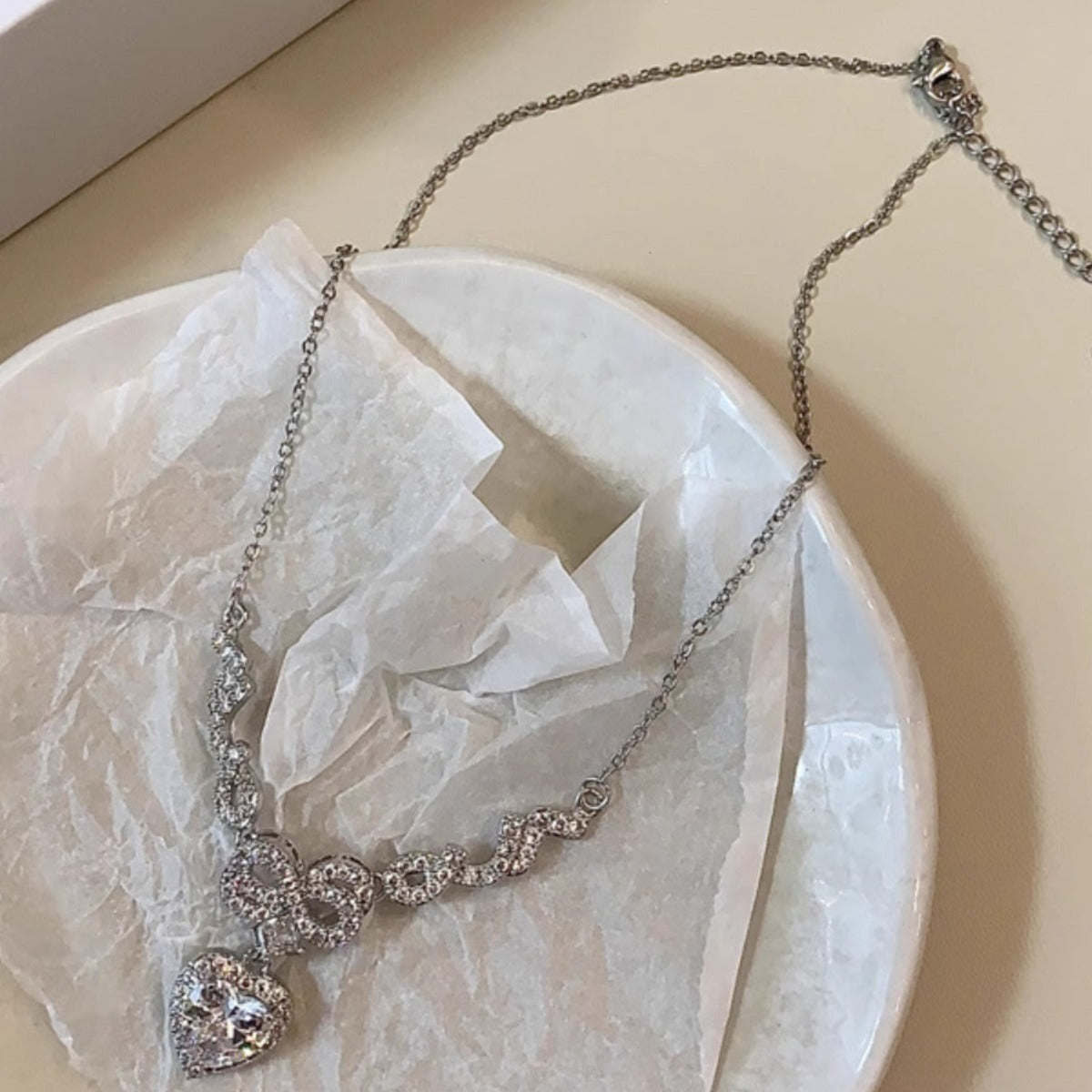 Wholesale Sweet heart zircon necklace