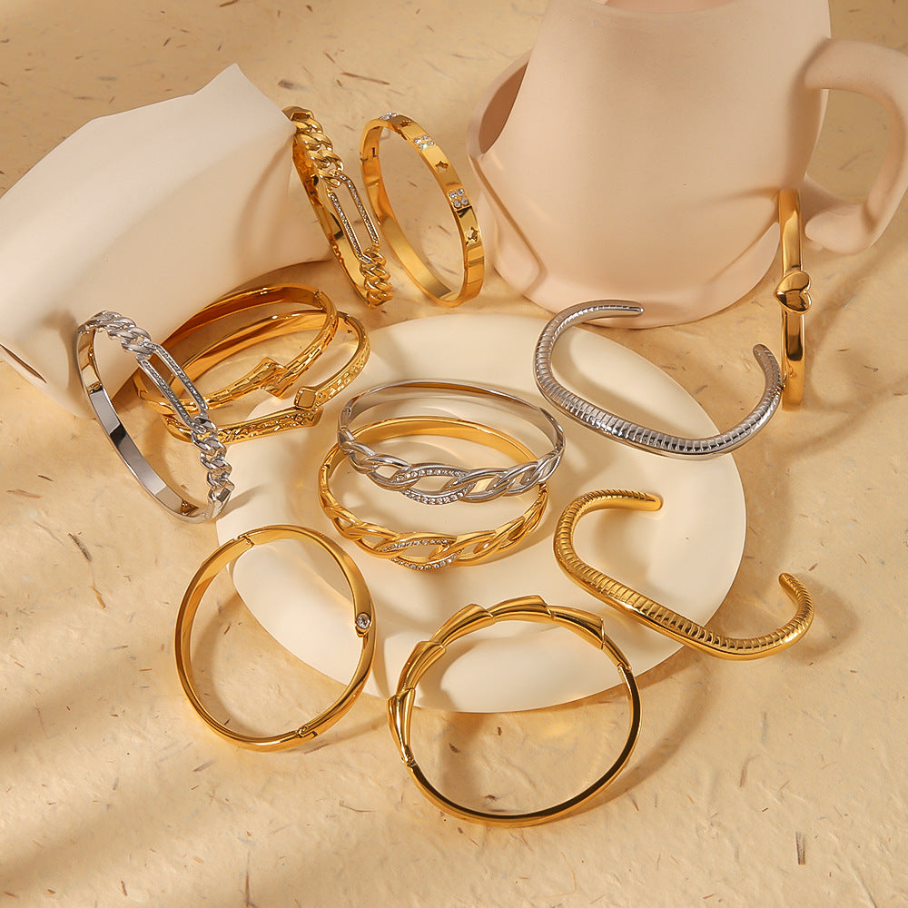 Bracelet de zircon incrusté en acier inoxydable en gros