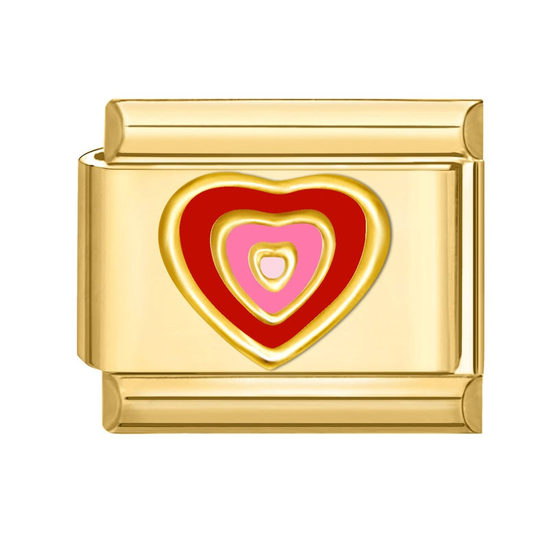 Wholesale Stainless Steel DIY Heart Shaped Bracelet Charms Electroplated Gold Colorful Love Theme Jewelry Making Accessories
