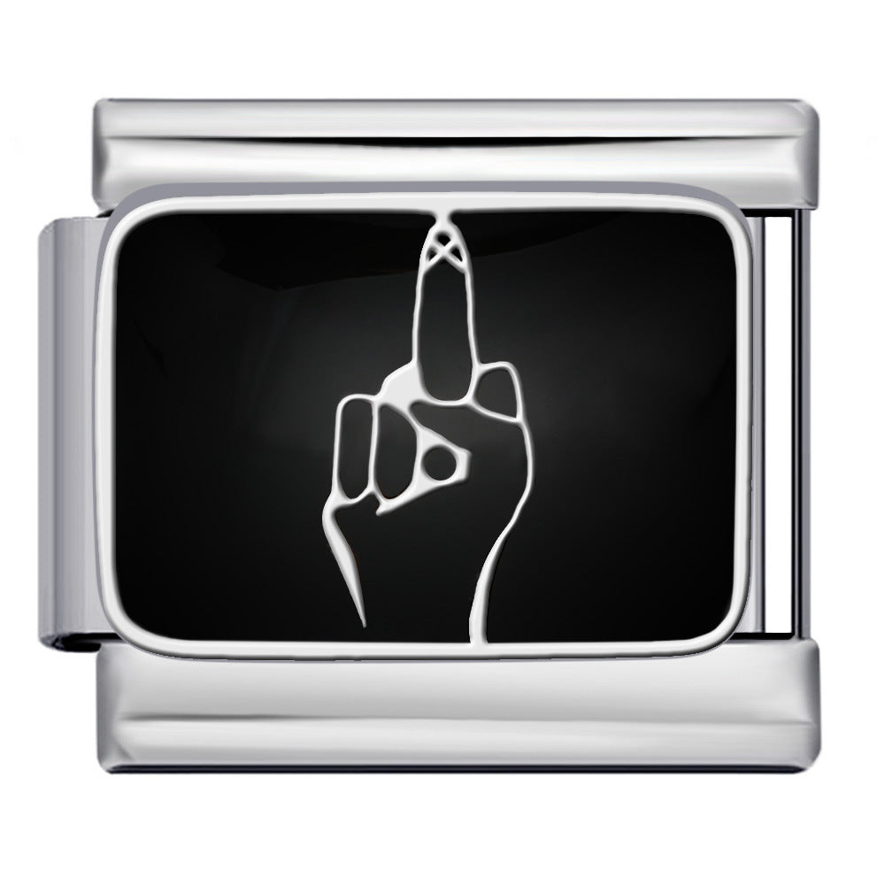 Wholesale Italian DIY  modular Charms Titanium steel oil drip welding pattern strap Charms