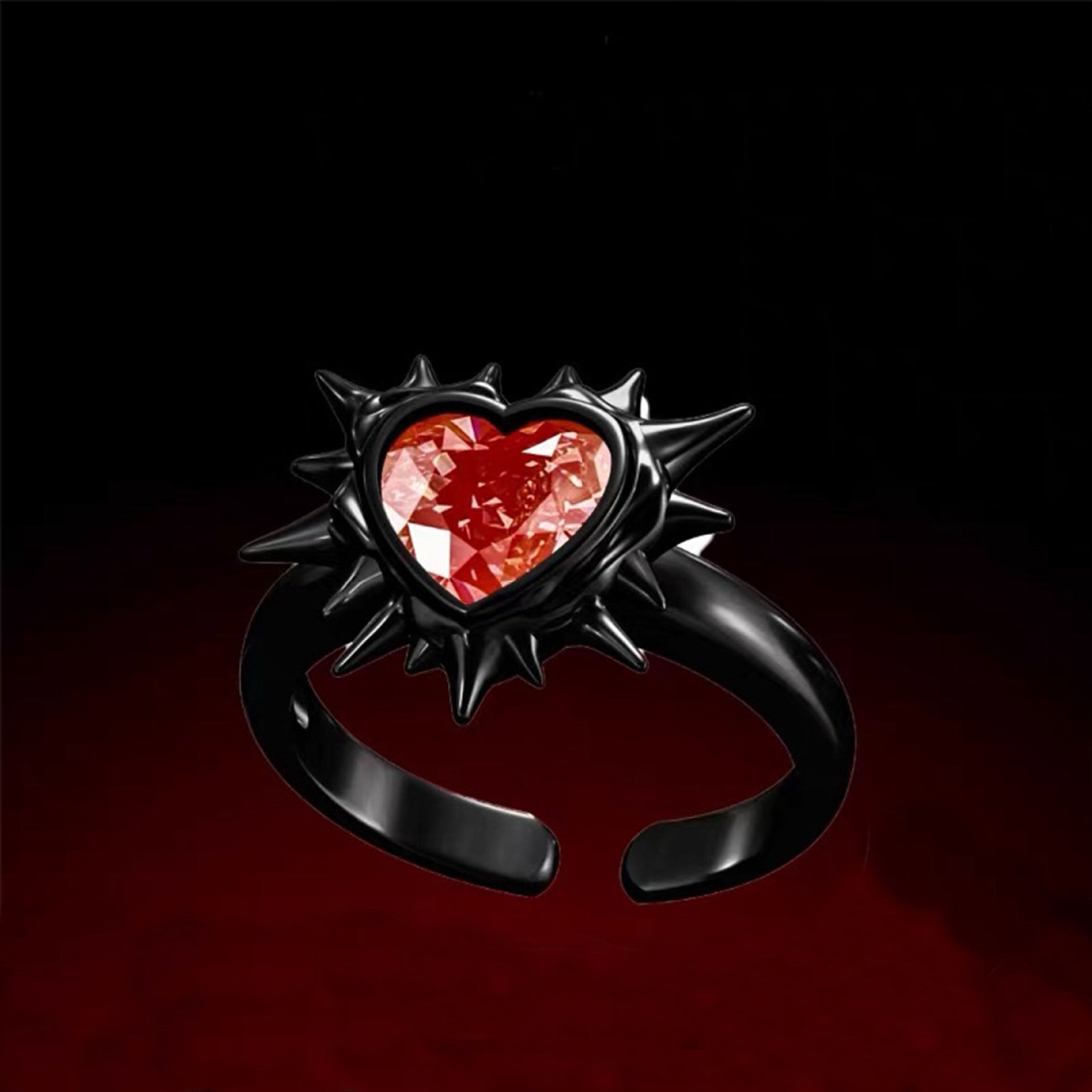 Wholesale barbed love diamond dark lava ring couple punk vintage open ring holiday gift