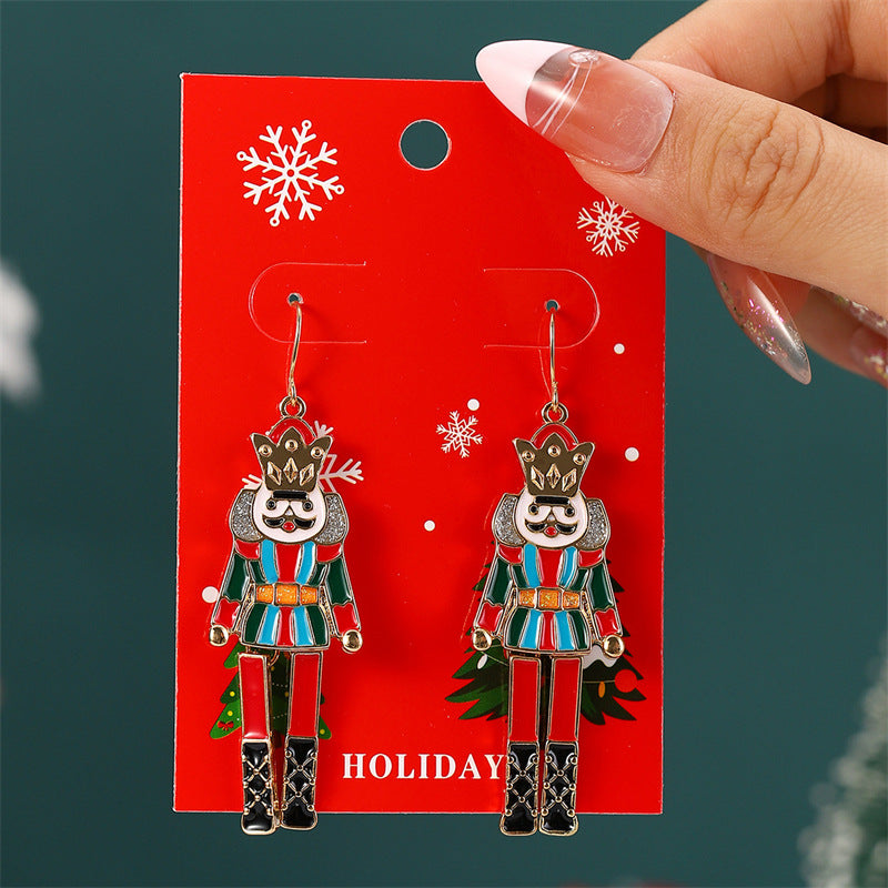Wholesale  cartoon diamond Christmas tree old man elk pendant Christmas earrings