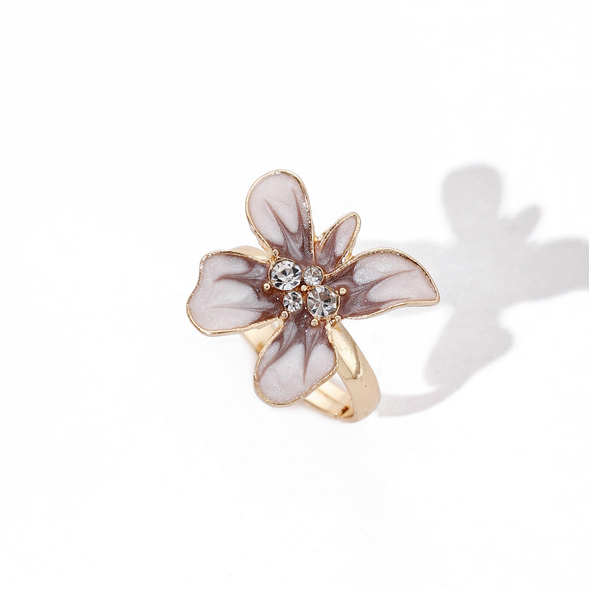 Wholesale Dripping Oil Flower Adjustable Ring Zinc Alloy Women' s Fashion Jewelry Gift Boutique