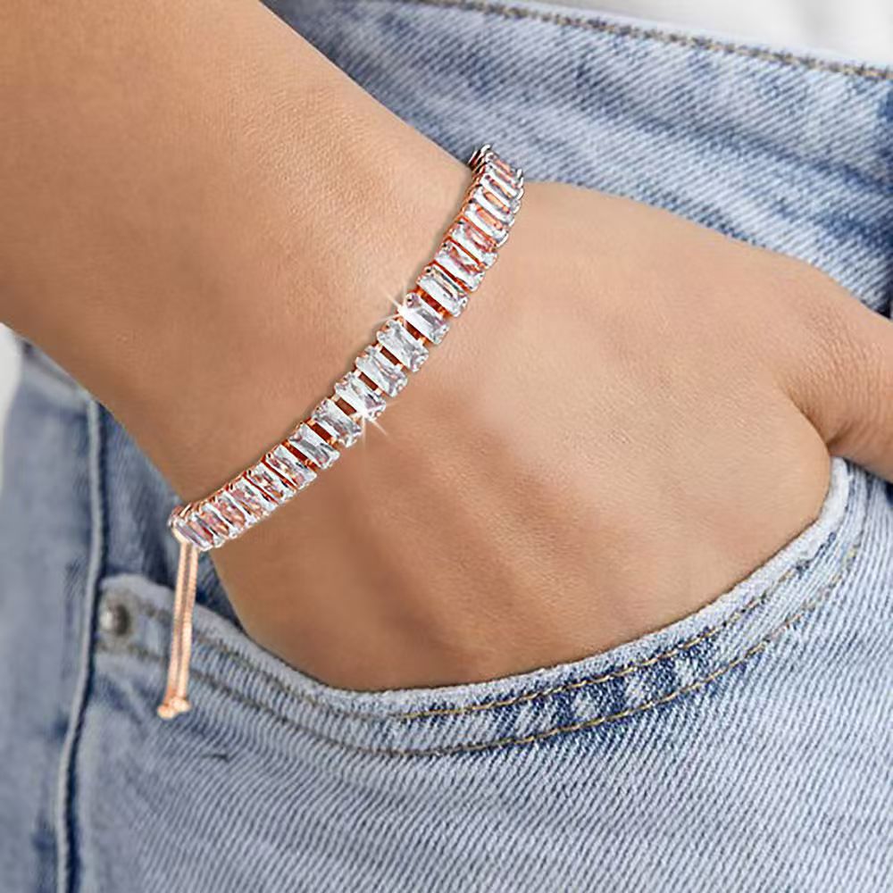 Wholesale Copper Inlaid Zircon Geometric Adjustable Bracelet for Women Fashion Accessory