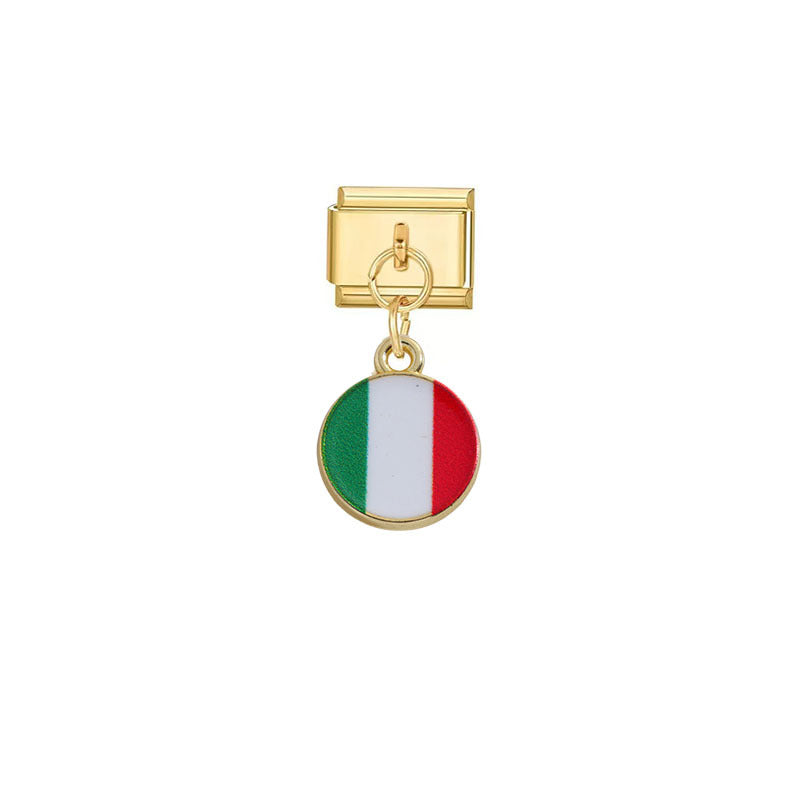 Wholesale Gold Italian Flag Module Pendant DIY Detachable Charm Fashion Accessory