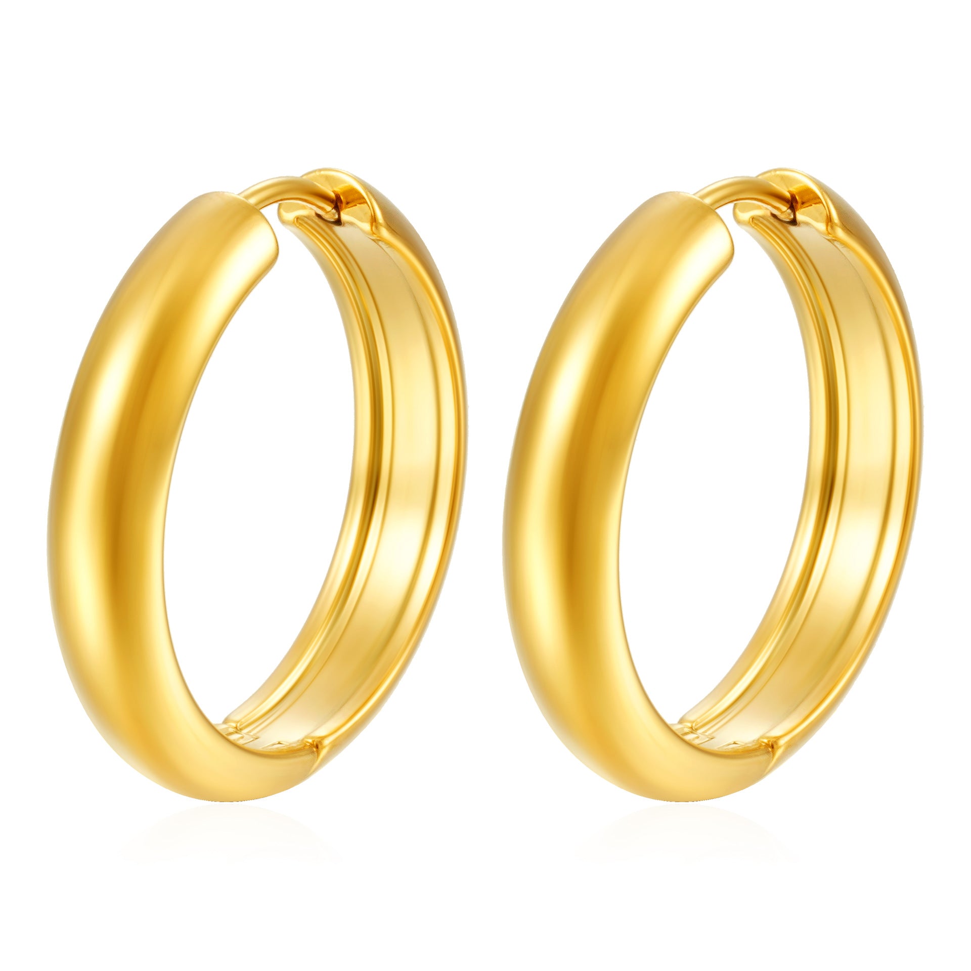Wholesale Stylish 5mm Round Spherical Stainless Steel 18K Gold Plated Earrings Fashion Accessory