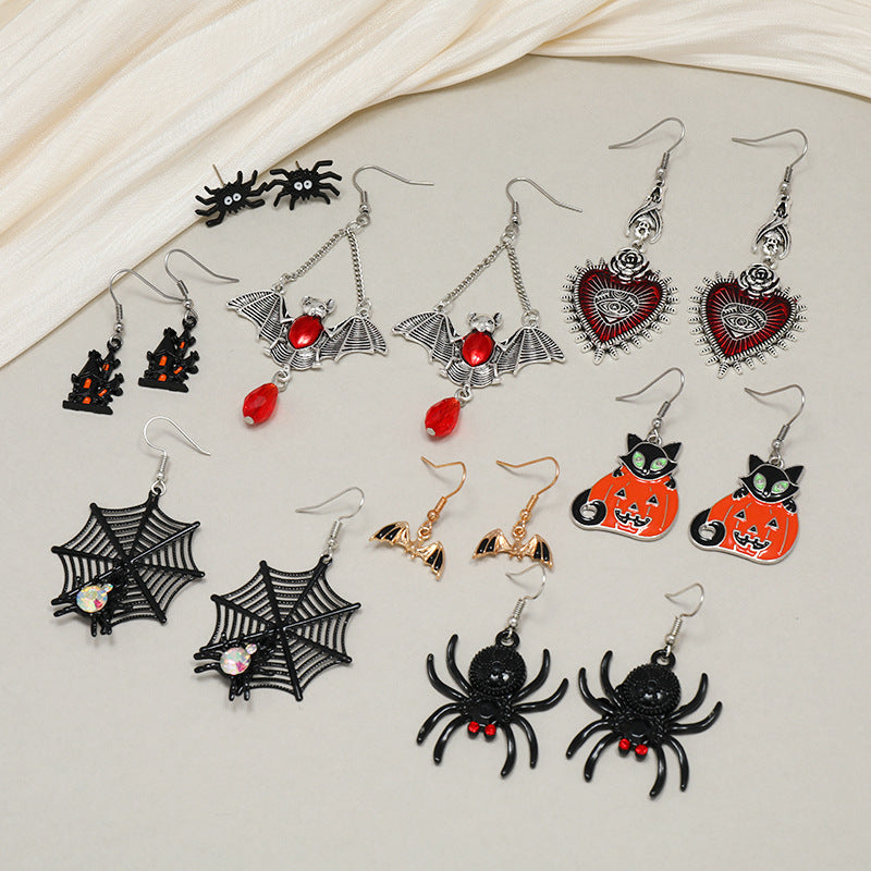 Wholesale  Theme Black Cat Pumpkin Dripping Oil Earrings - Fashion Jewelry Accessory for Party Gift Boutique