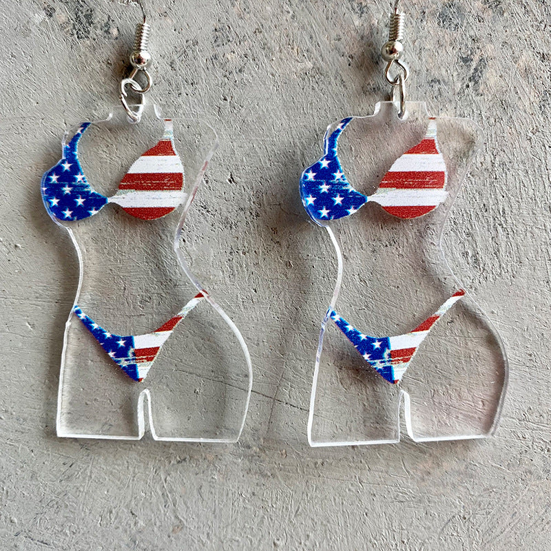 Wholesale 2 Pairs/pack American Flag Sunflower Acrylic Earrings Independence Day ACC-ES-HY067