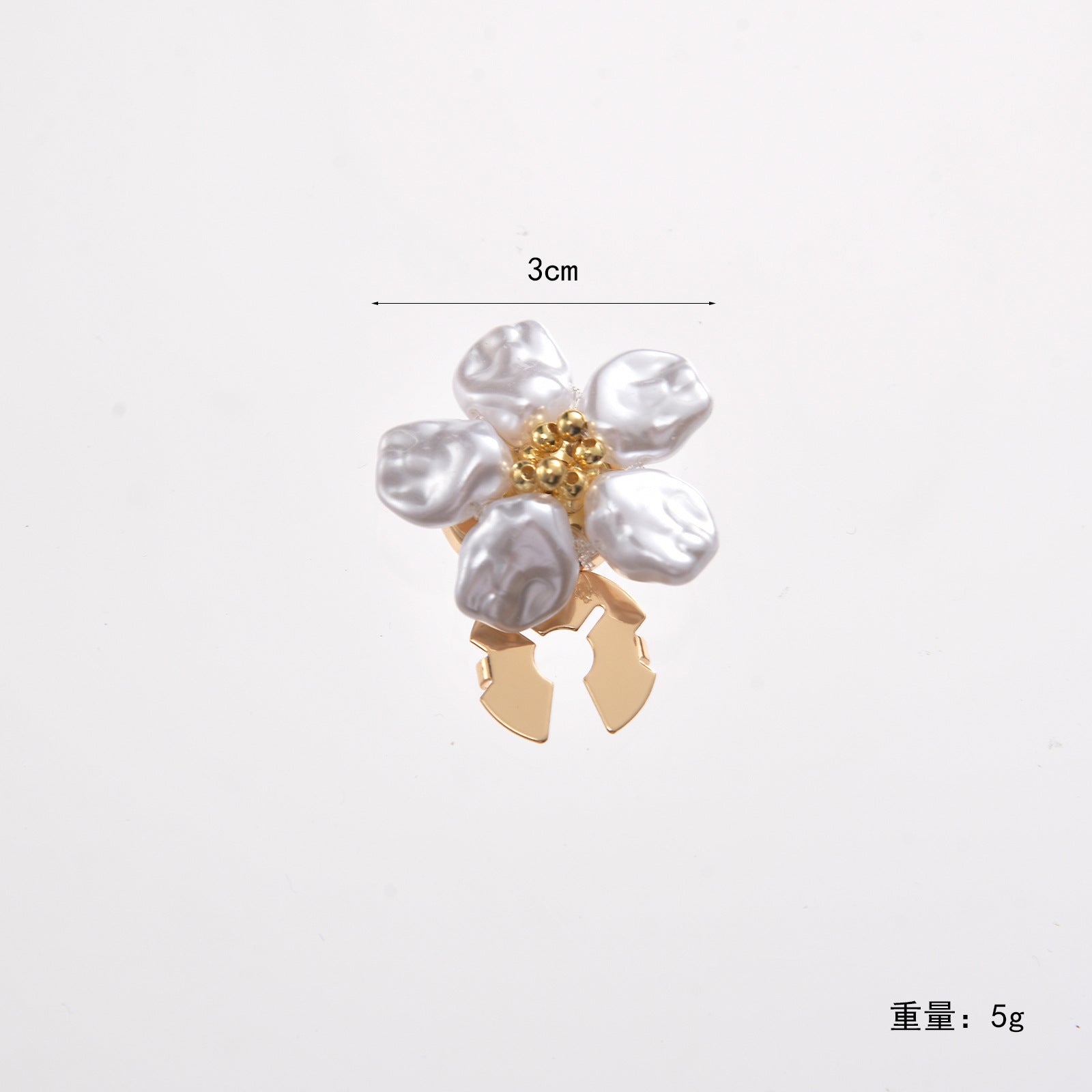 Wholesale Metal cufflinks with cubic zirconia and artificial pearl flower design