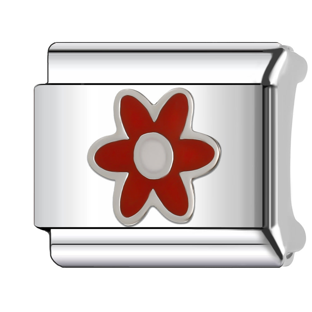 Wholesale Italian Charm Bracelet 9mm DIY Splicing Plant and Flower Series Stainless Steel Composable Bracelet