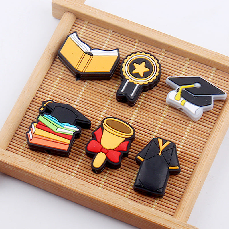 Wholesale 10pcs Graduation Season Cartoon Silicone Focus Beads DIY Beading Accessories ACC-BDS-GuangTian014