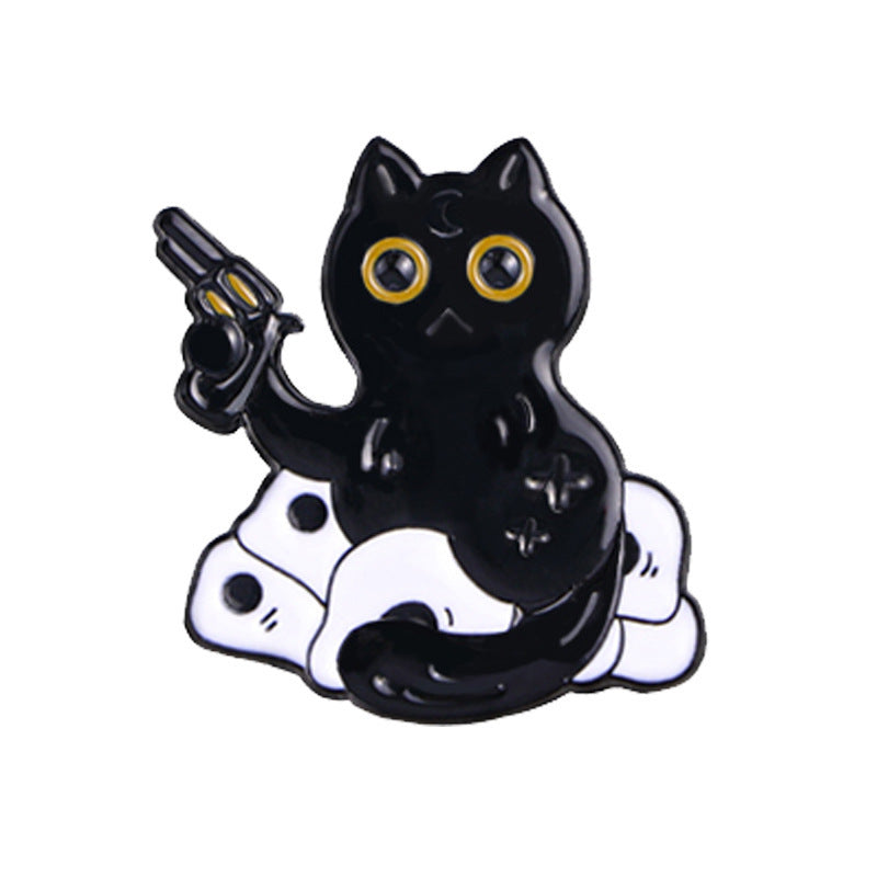 Wholesale  Black Cat Skull Brooch