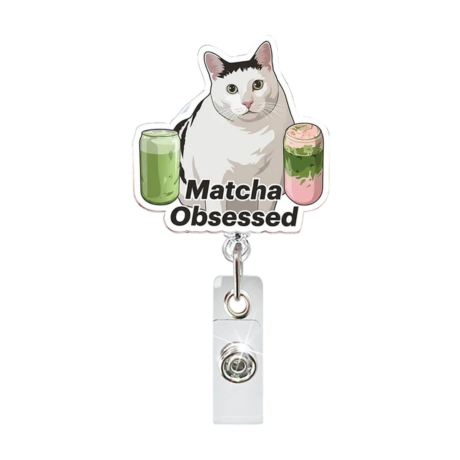 Wholesale Funny Cat Emoticon Acrylic Retractable Badge Reel for Party Gift