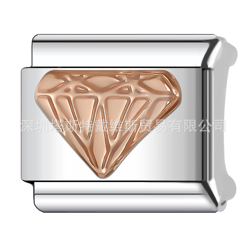 Wholesale 9mm Italian Charm Starter Bracelets DIY square Single Section Creative Stainless Steel Composable Bracelet