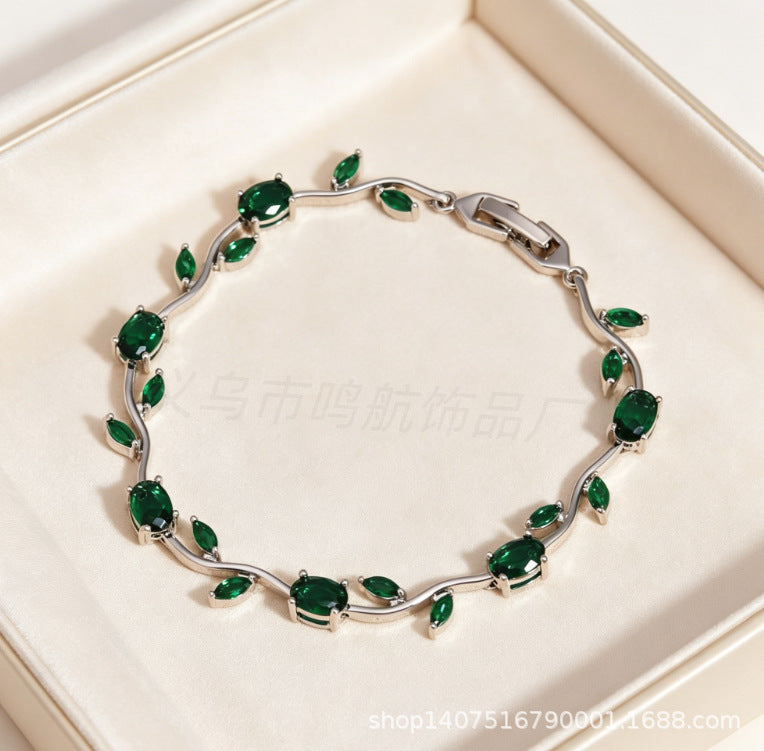 Wholesale Trendy Leaf Design Rhinestone Bracelet,  Fashion Accessory for Everyday Wear or Boutique Resale
