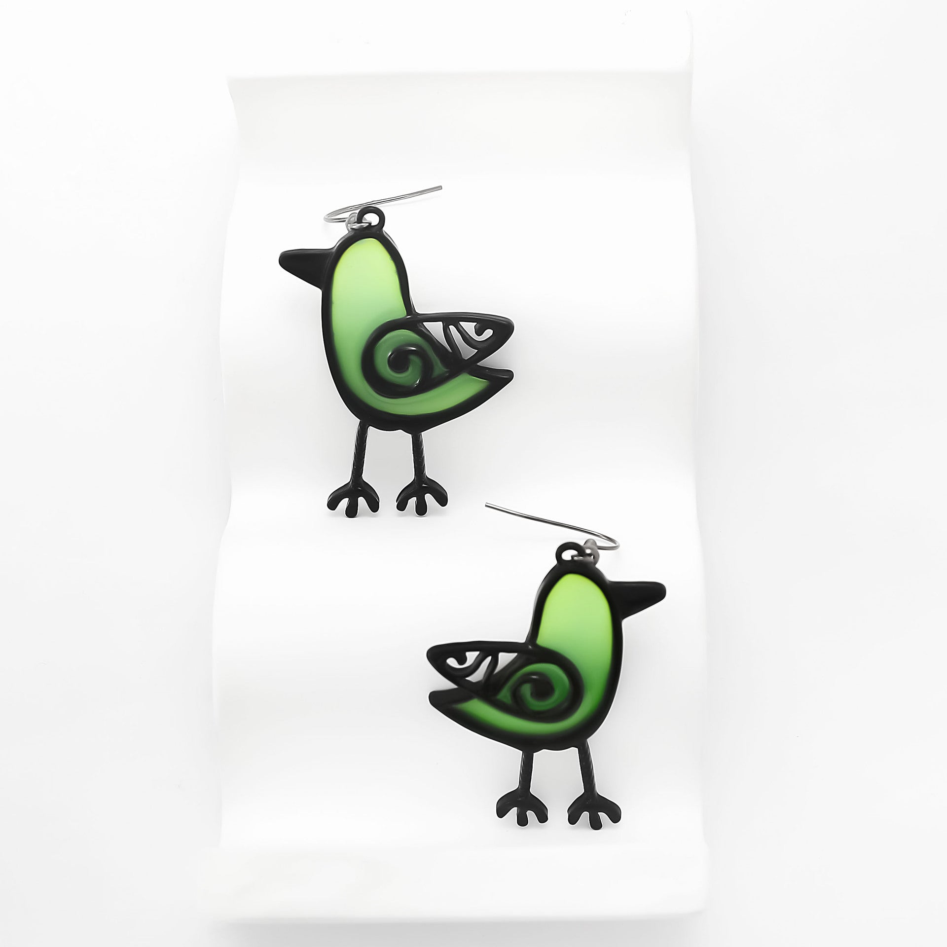 Wholesale  light luxury green chicken stereo handmade earrings