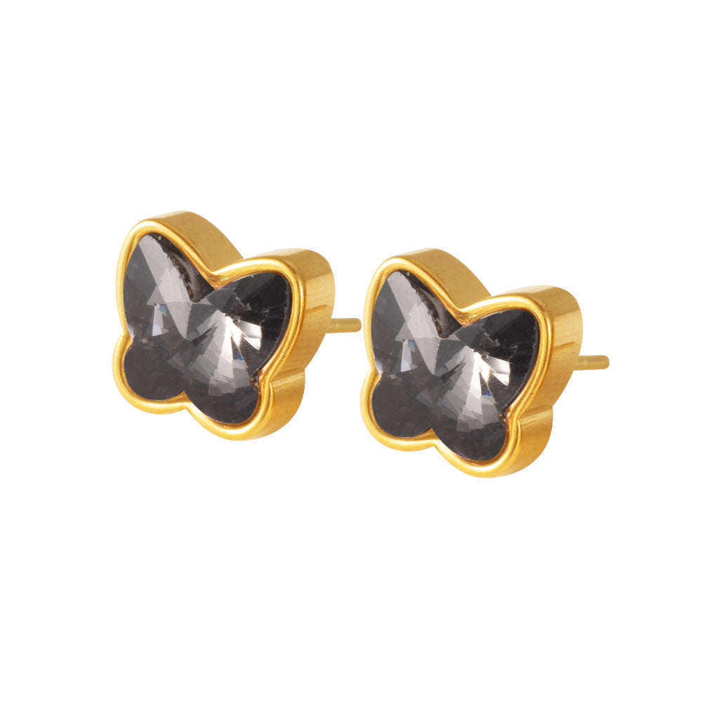 Wholesale Gold Plated Stainless Steel Butterfly Earrings Colorful Details Women Jewelry Accessory