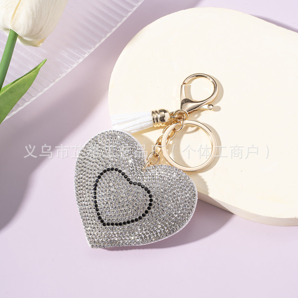 Wholesale Diamond Two-color Love Heart Keychains ACC-KC-ZhiYa059