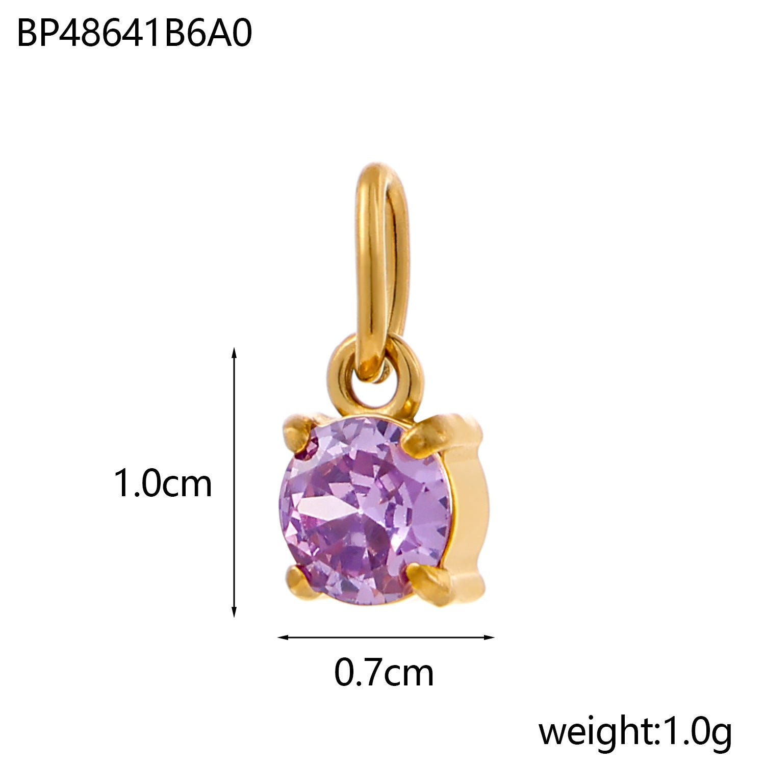Wholesale DIY jewelry accessories stainless steel zircon round water drop zircon pendant