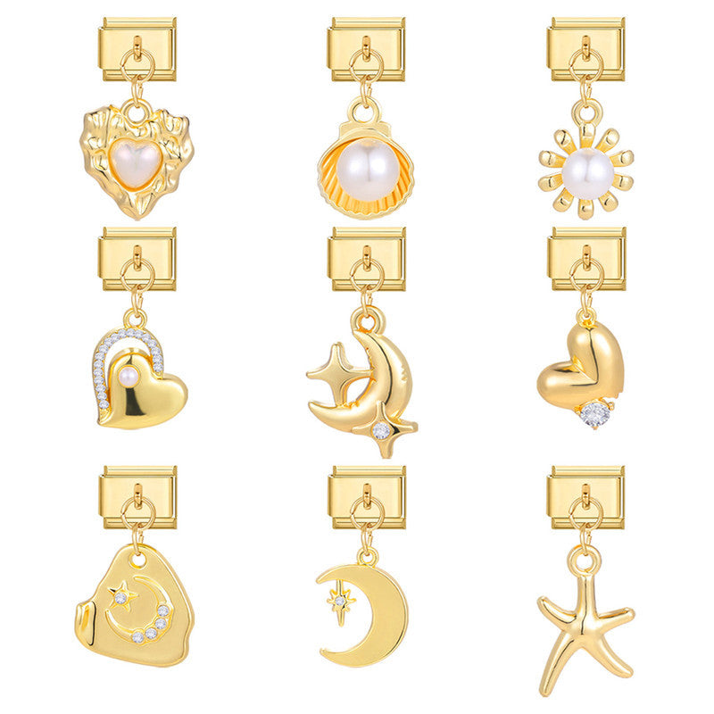 Wholesale Italian Charm Bracelet 9mm DIY Splicing Heart Pendant Titanium Steel Composable Bracelet