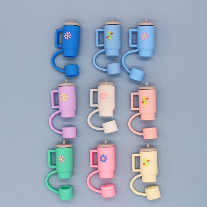 Wholesale 10pcs Silicone 10mm Color Tea Cup Straw Tube Cap ACC-SCR-LengXing001
