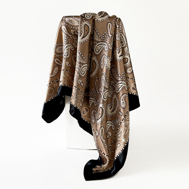 Wholesale 90cm ladies  cashew printed turban silk scarf