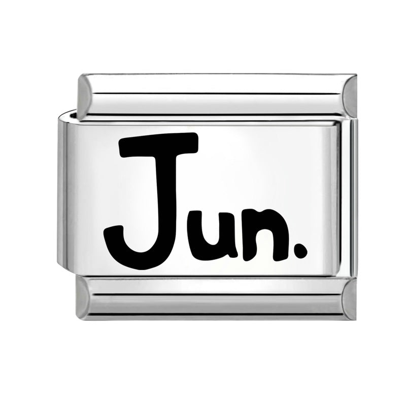Wholesale Italian Calendar-Themed DIY Modular Bracelet Black White Stainless Steel for Jewelry Accessory Everyday Wear