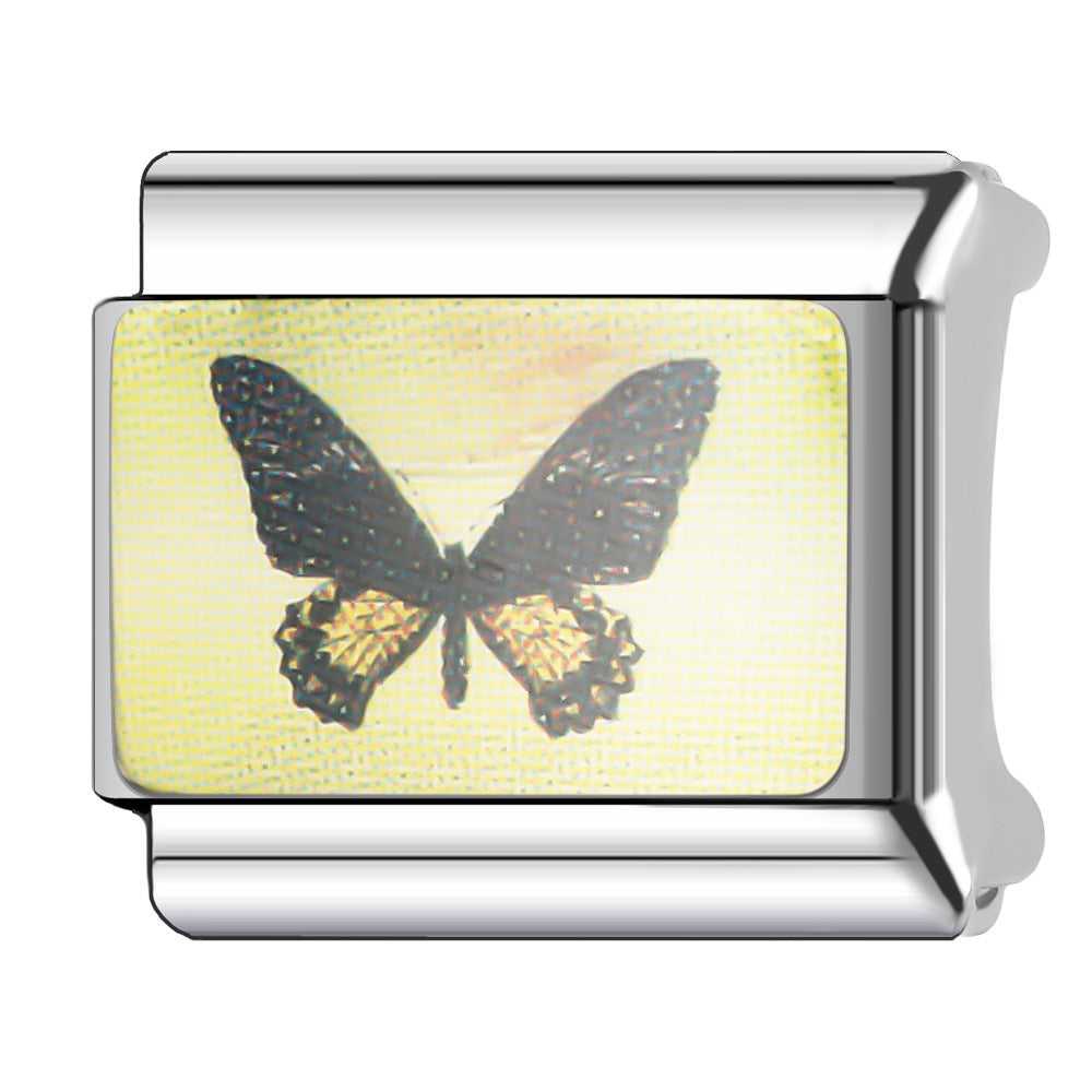 Wholesale Italian Charm Bracelet 9mm DIY Splicing Butterfly Stainless Steel Composable Bracelet