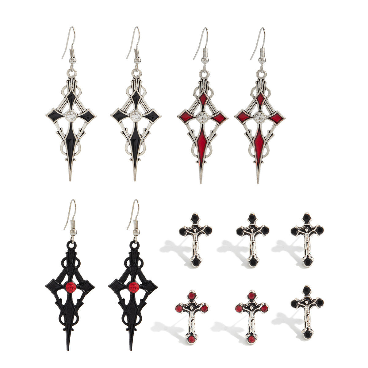 Wholesale Zinc Alloy Gothic Cross Ear Studs Dark Design  Fashion Accessory
