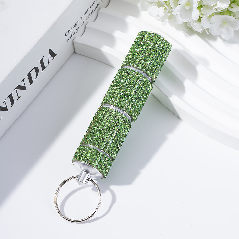Wholesale diamond-encrusted pill bottle keychain