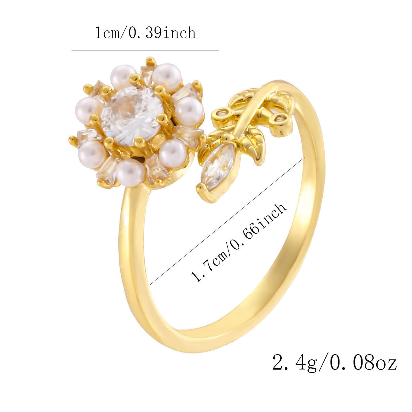 Wholesale Gold Plated Adjustable Rotating Ring Star Moon Zircon Women' s Fashion Jewelry Gift