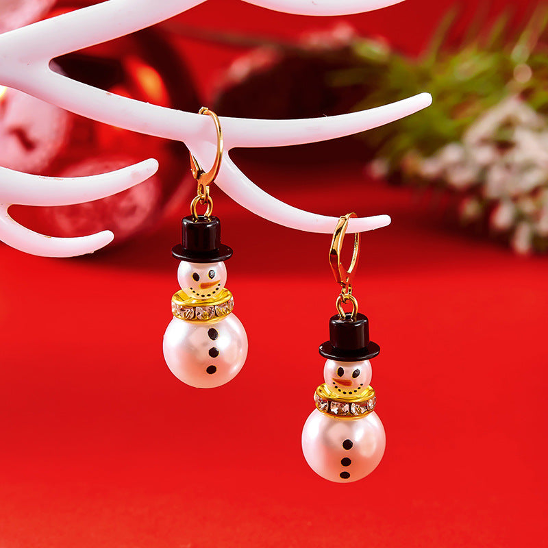 Wholesale Christmas Diamond Snowflake Hat Snowman Earrings ACC-ES-FanYou002