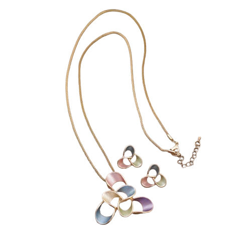 Wholesale  enamel hollow geometric flower stud earrings long pendant suit