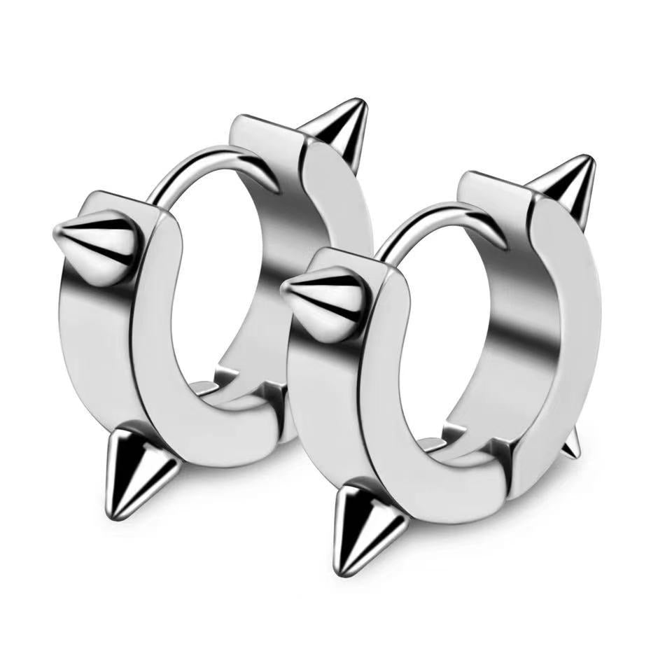 Wholesale Black Series Punk Style Special-shaped Titanium Steel Ear Clip Earrings ACC-ES-MuShan025