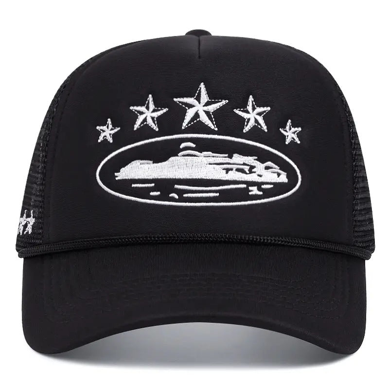 Wholesale Breathable Mesh Trucker Hat With Star Embroidery Summer Outdoor Baseball Cap Adjustable Everyday Style