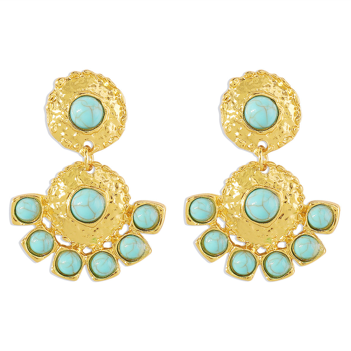 Wholesale Elegant Middle Alloy Earrings Court Turquoise Niche Middle Geometric Earrings