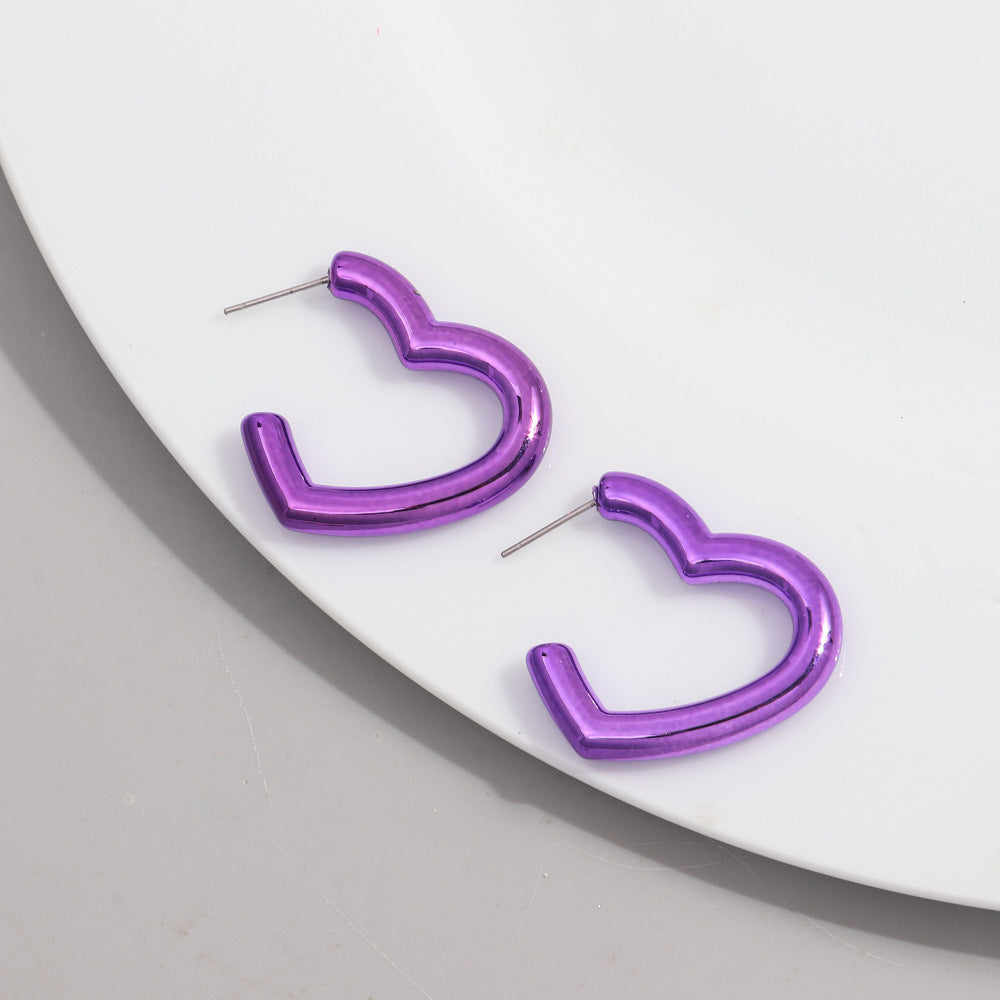 Wholesale Electroplating colorful peach heart acrylic earrings