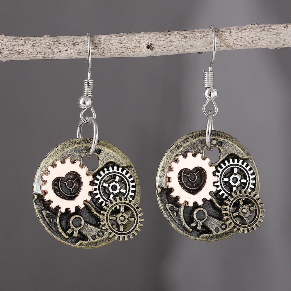Wholesale  retro punk style mechanical gear earrings