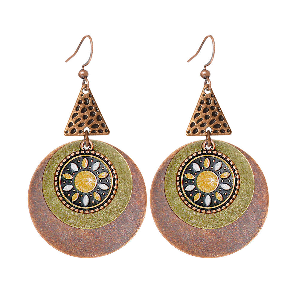 Wholesale Retro Ethnic Style Cut Out Tassel Earring Set 12 Pairs Zinc Alloy for Everyday Wear